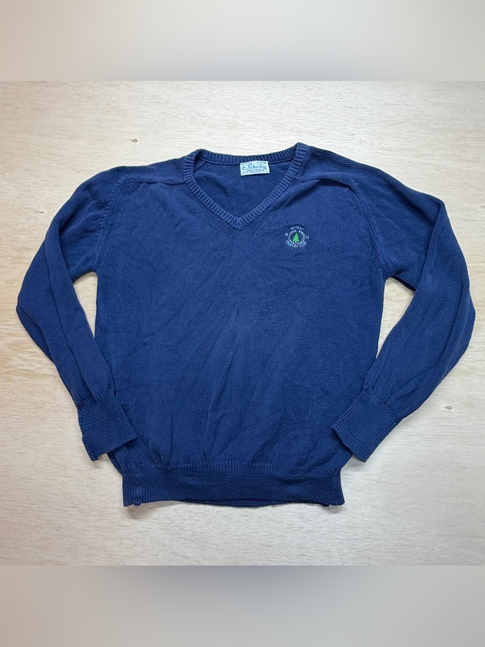 Vintage Pickering Active Sportswear V-Neck Sweater Nittany Country Club Blue L